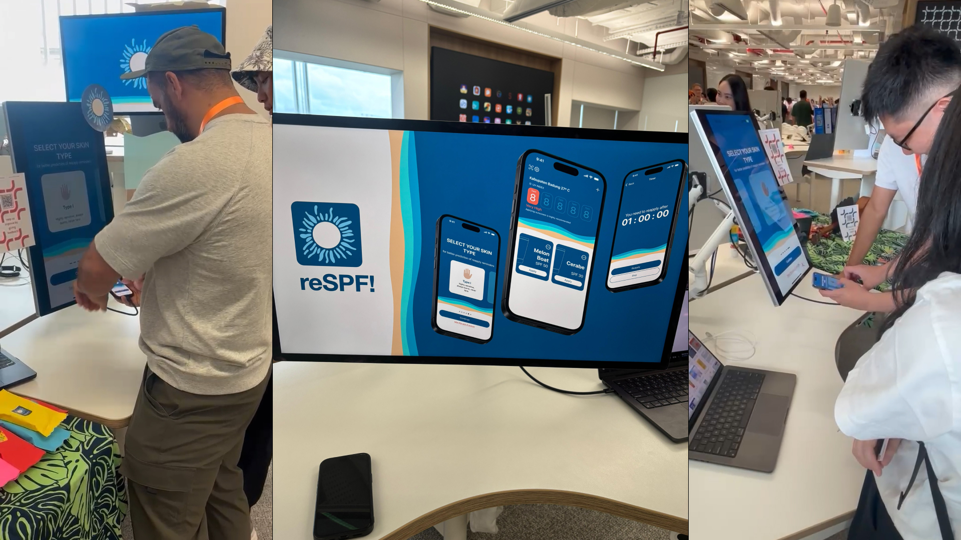 Insert photo of exhibition booth or people trying the app here